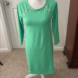 Lilly Pulitzer Green Long Sleeve Dress with Button Accents and pockets